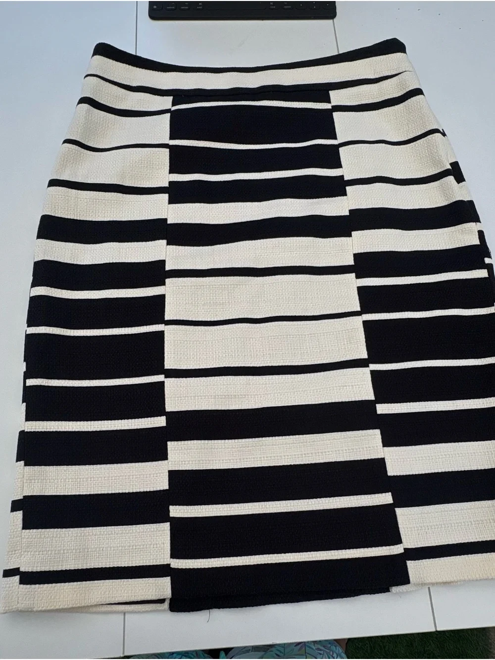 Ann Taylor Black and White Striped Pencil Skirt